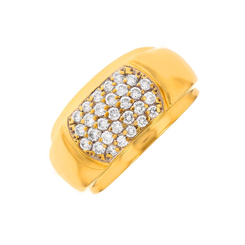 Bague jonc diamants 0.58 carat en or jaune