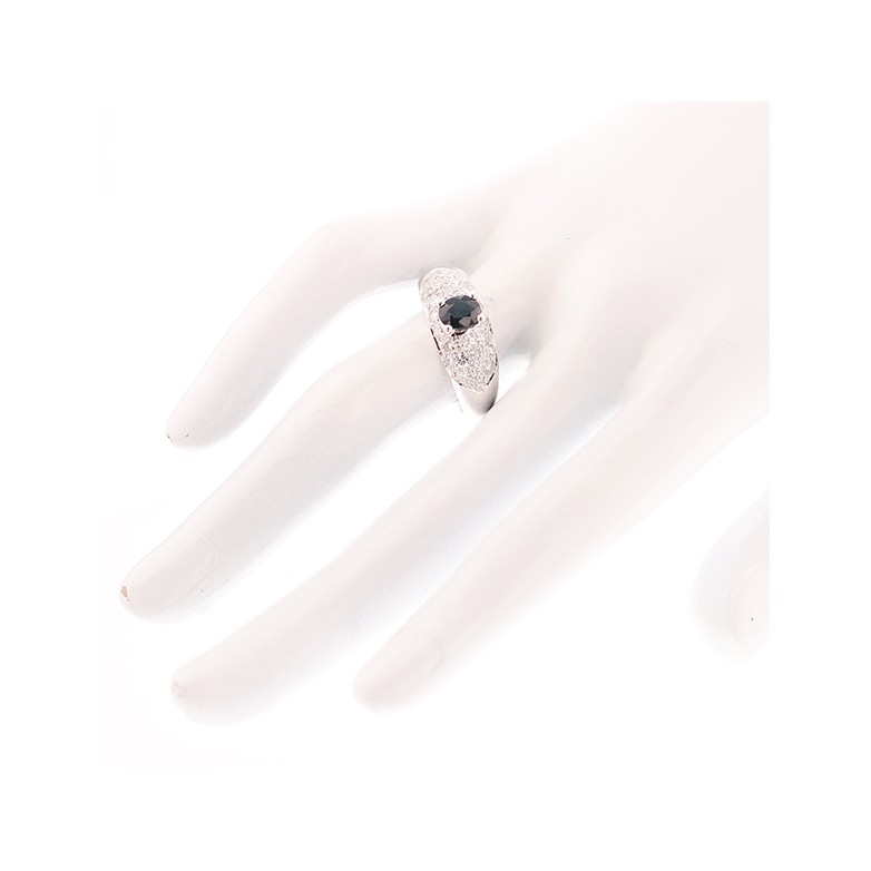 Bague saphir 0.78 carat et diamants 0.87 carat en or blanc