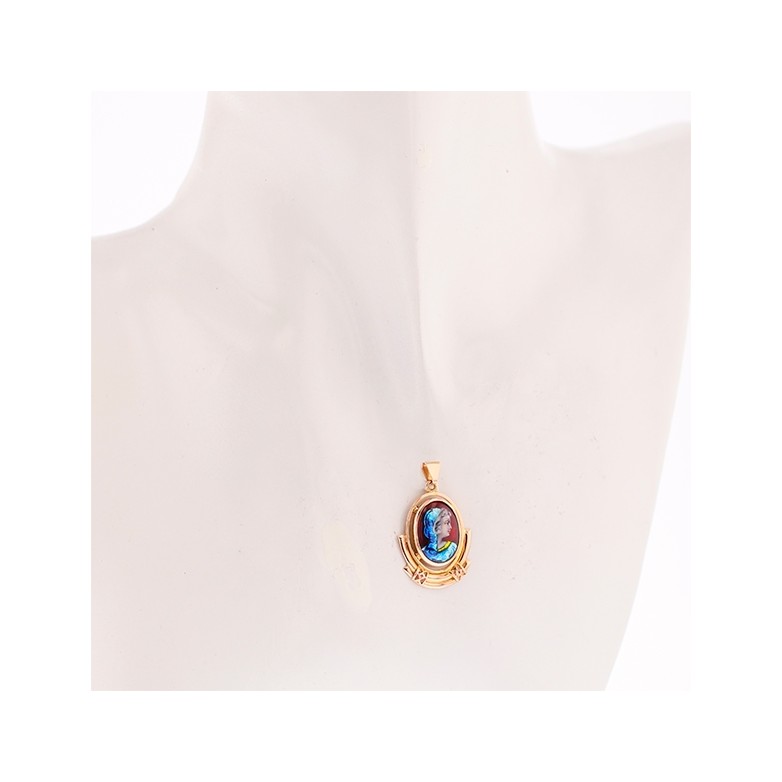 Pendentif émail de Limoges en or rose