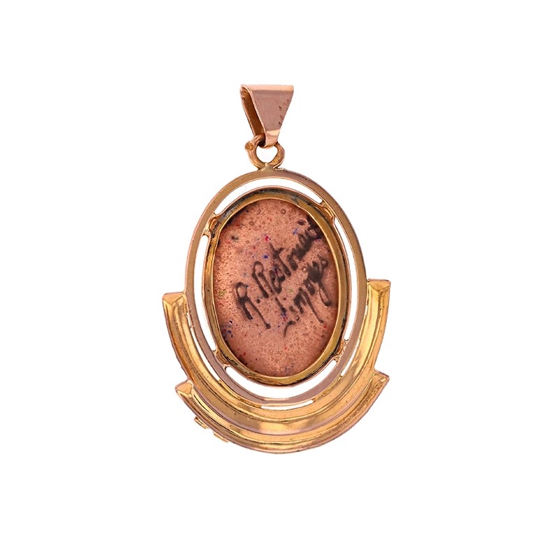 Pendentif émail de Limoges en or rose