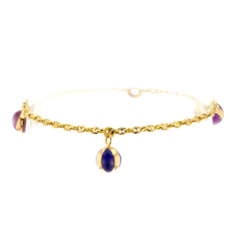 Bracelet perles et résine en or jaune