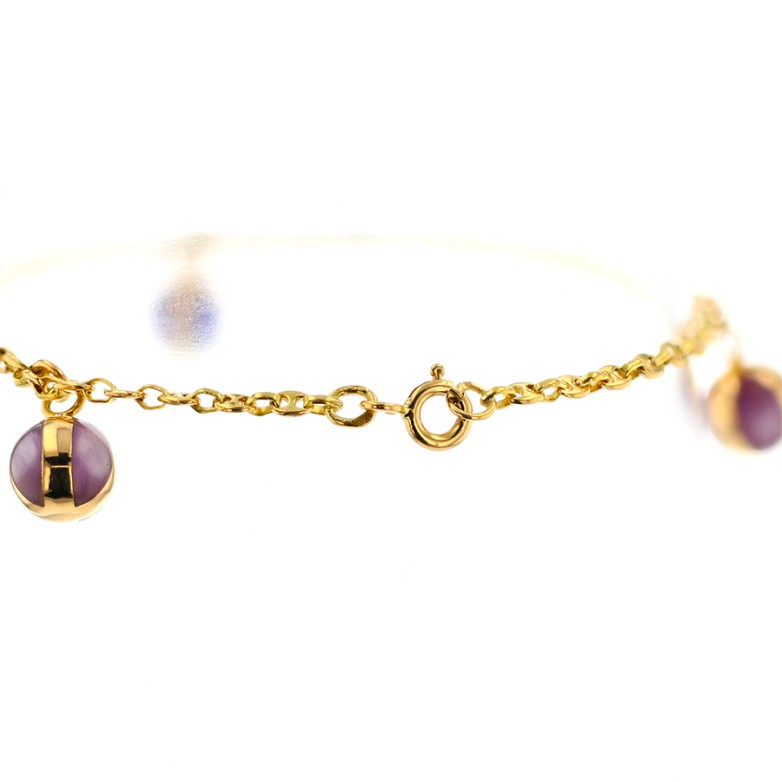 Bracelet perles et résine en or jaune