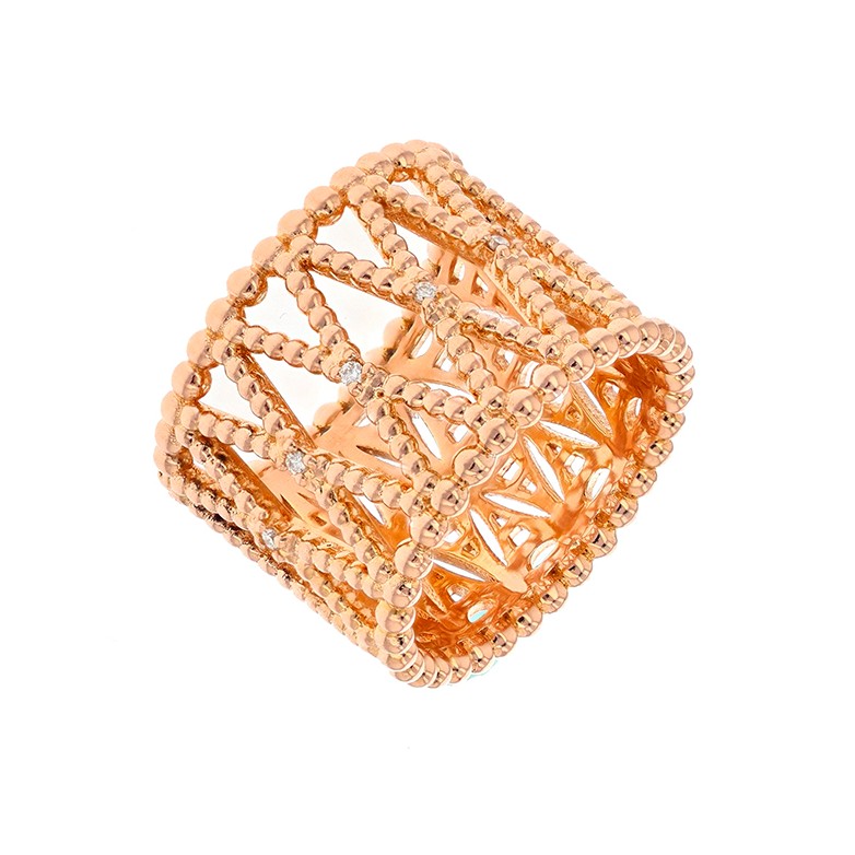 Bague signée JULIETTE PARIS diamants 0.08 carat en or rose