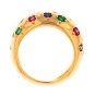 Bague saphirs 0.64 carat, rubis 0.56 carat et émeraudes 0.30 carat en or jaune