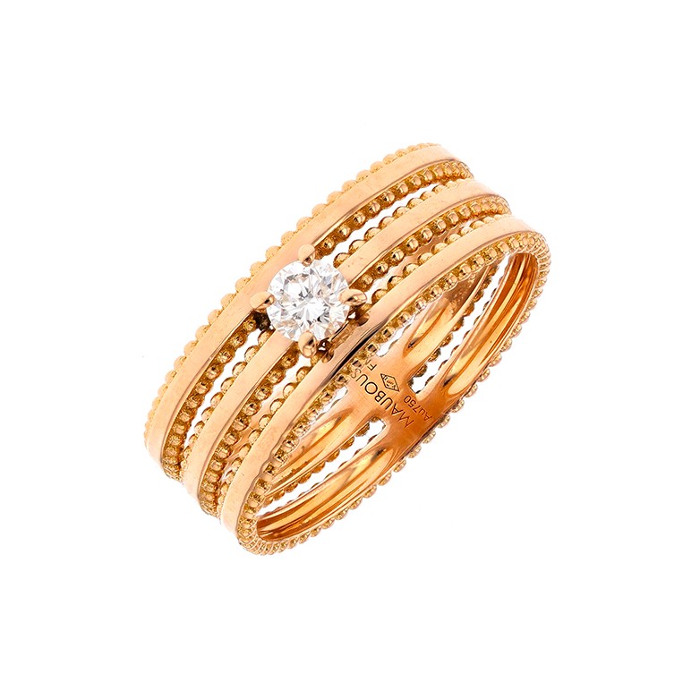 Solitaire signé MAUBOUSSIN diamant 0.18 carat en or rose