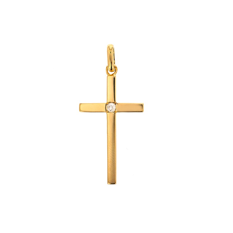 Croix diamant 0.13 carat en or jaune