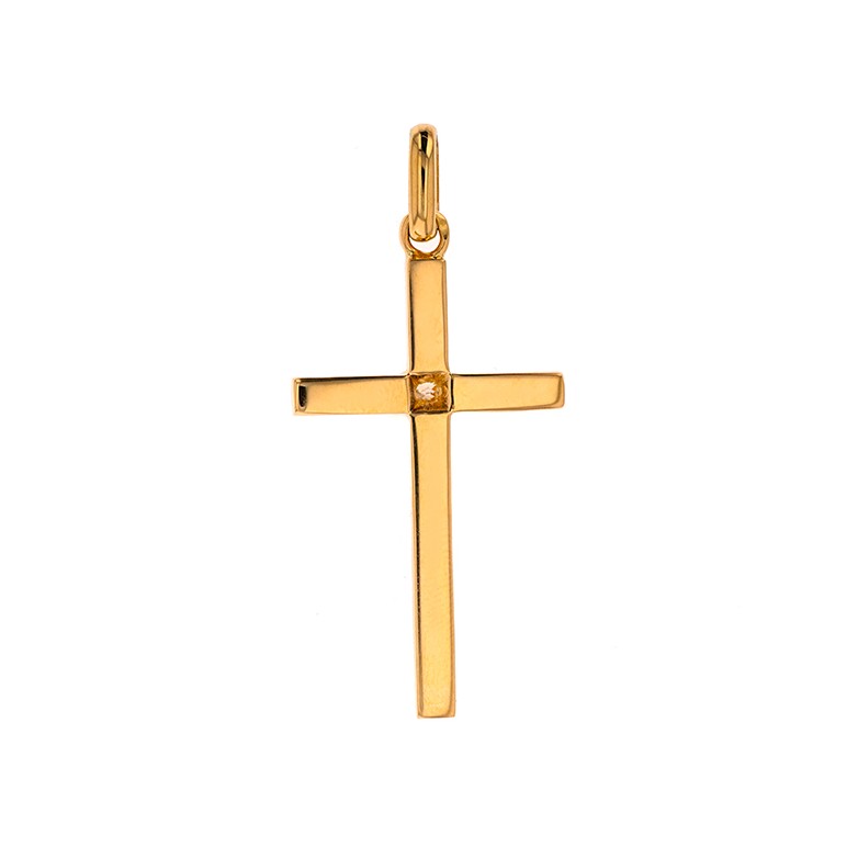 Croix diamant 0.13 carat en or jaune