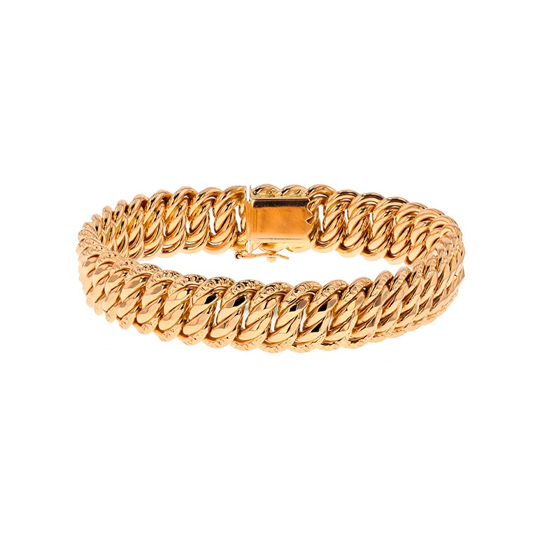 Bracelet maille américaine en or jaune 29.42g