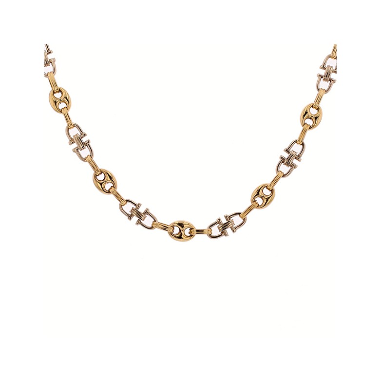 Collier grain de café alterné 2 ors 38.96g