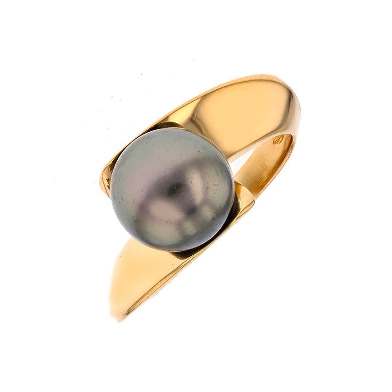 Bague perle de Tahiti en or jaune