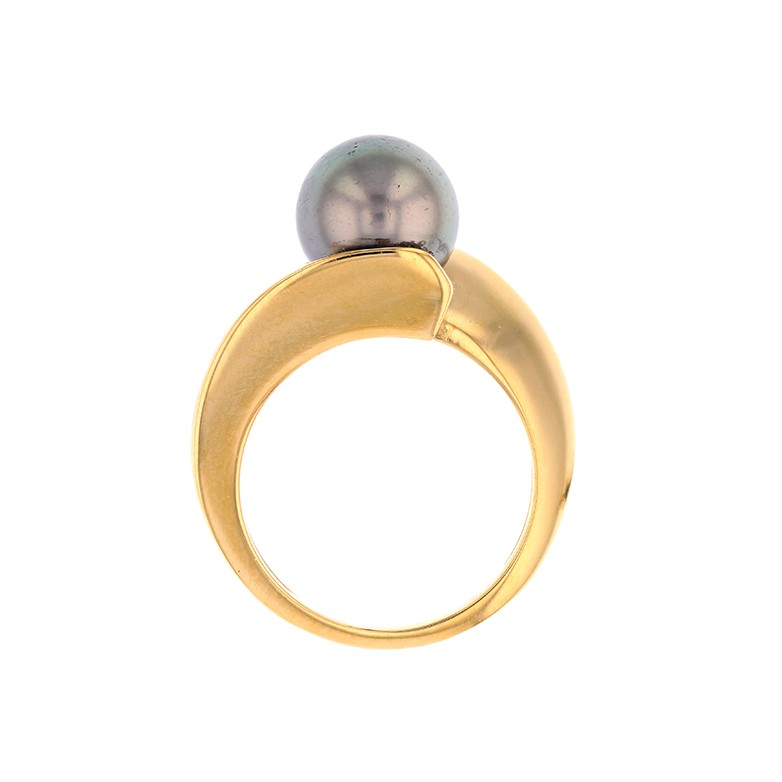 Bague perle de Tahiti en or jaune