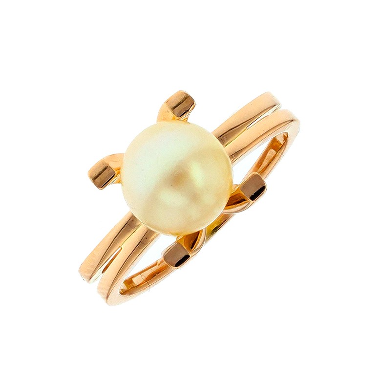 Bague perle en or jaune