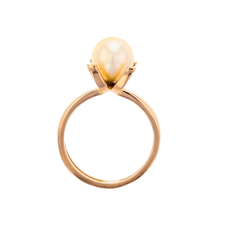 Bague perle en or jaune