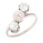 Bague diamants 0.90 carat et perle en platine
