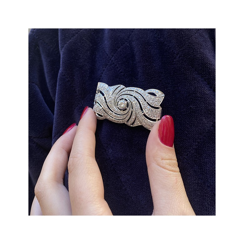 Broche diamants 2.84 carats en platine