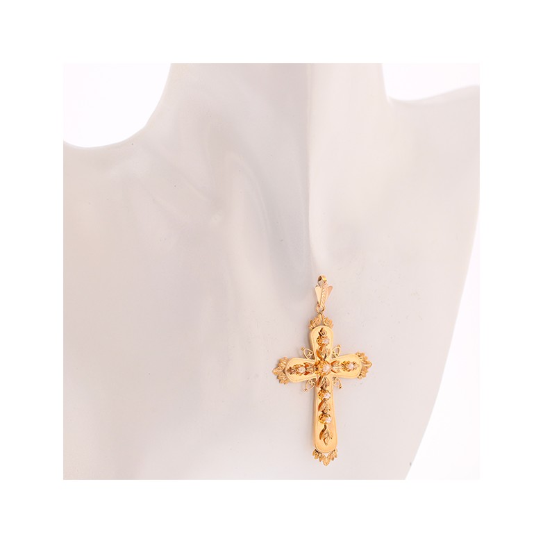 Croix en or jaune et perles 3.98 g