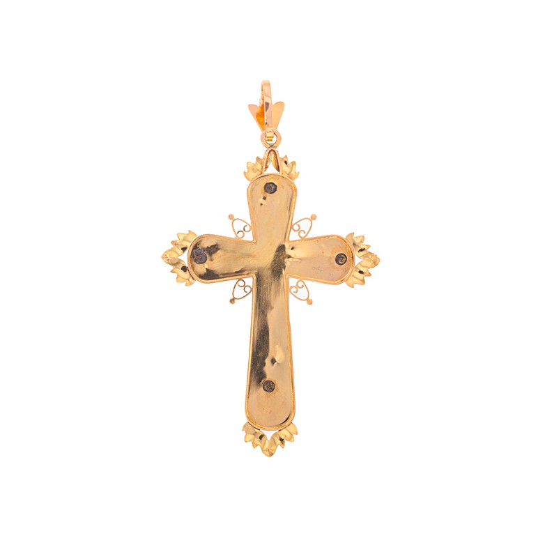 Croix en or jaune et perles 3.98 g