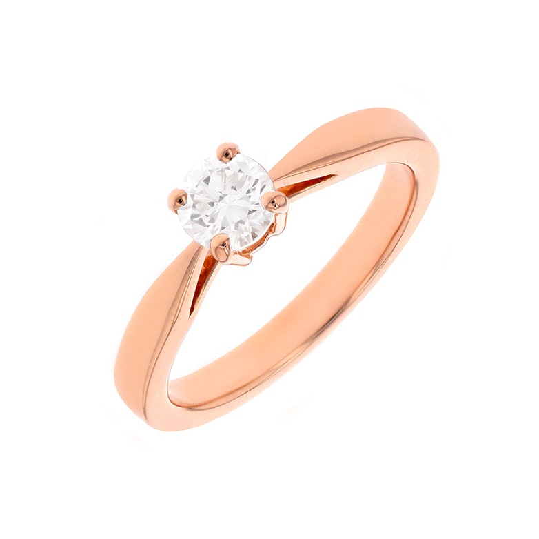 Solitaire diamant 0.51 carat en or rose
