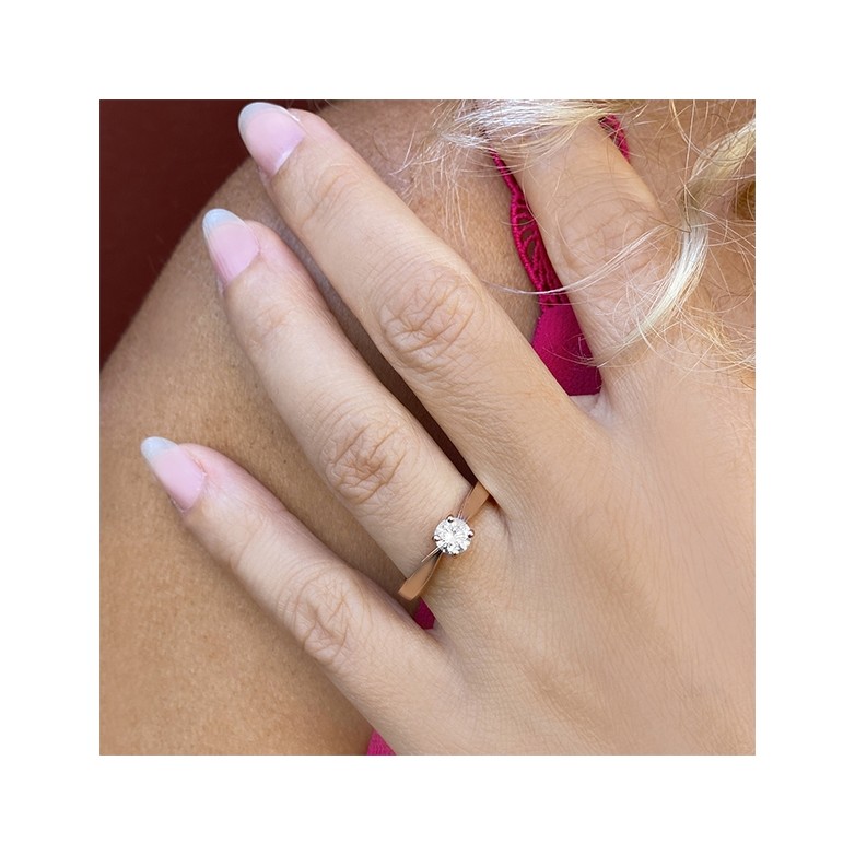 Solitaire diamant 0.51 carat en or rose