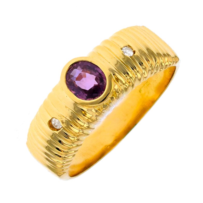 Bague saphir 0.30 carat et diamants 0.03 carat en or jaune