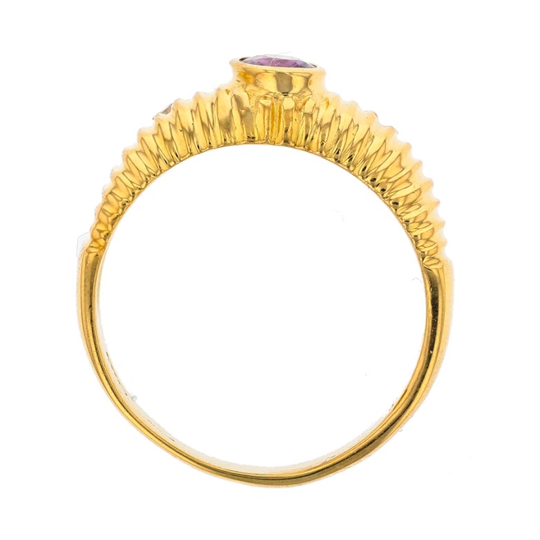 Bague saphir 0.30 carat et diamants 0.03 carat en or jaune