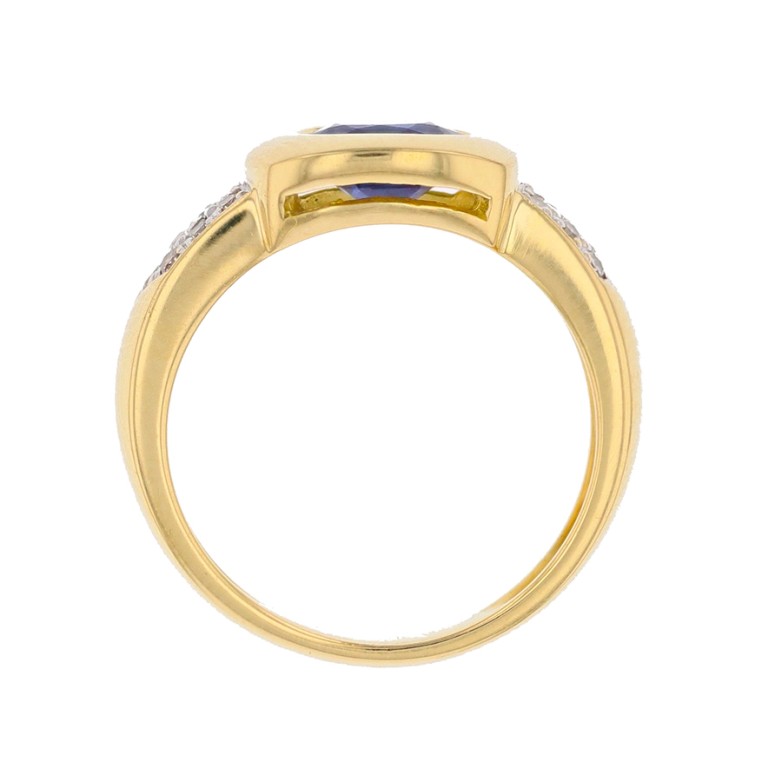 Bague saphir 0.80 carat et diamants 0.09 carat 2 ors