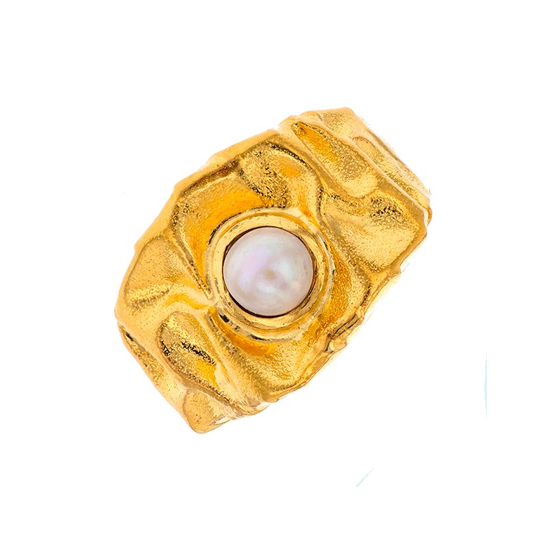 Bague perle en or jaune
