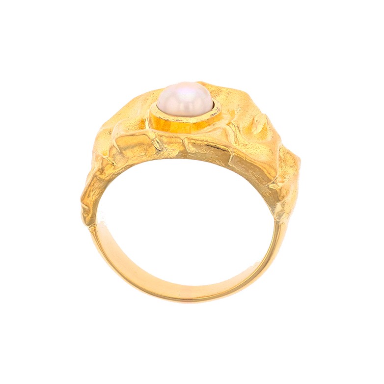 Bague perle en or jaune