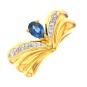 Bague saphir 0.48 carat et diamants 2 ors