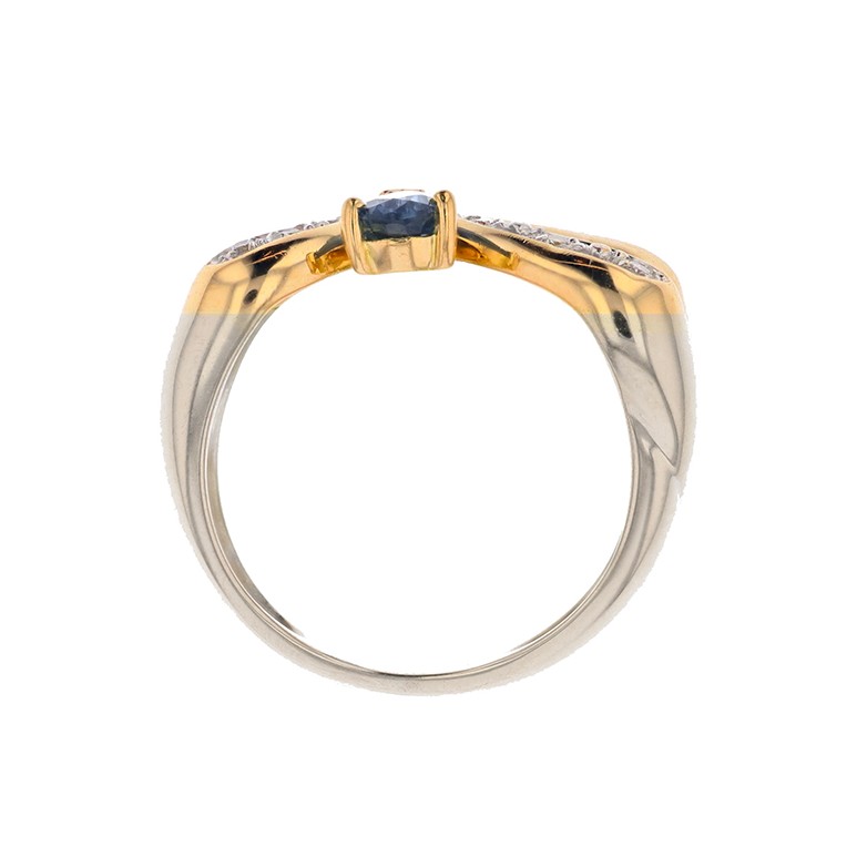 Bague saphir 0.48 carat et diamants 2 ors
