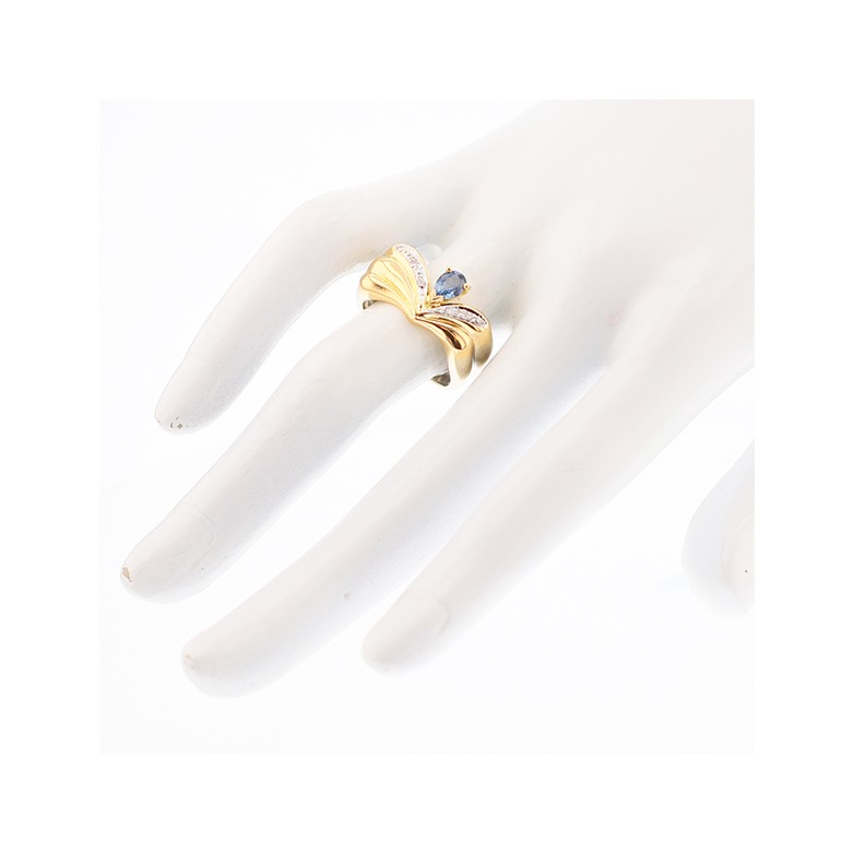 Bague saphir 0.48 carat et diamants 2 ors