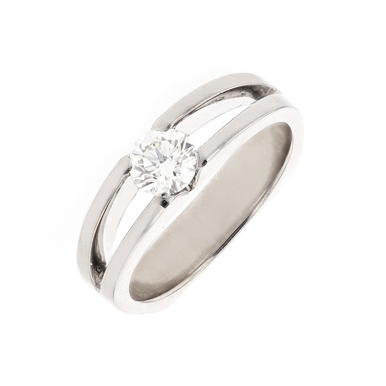 Solitaire diamant 0.40 carat en or blanc