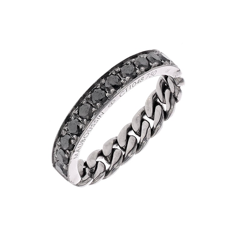 Bague signée MAUBOUSSIN diamants noirs 0.58 carat en or blanc