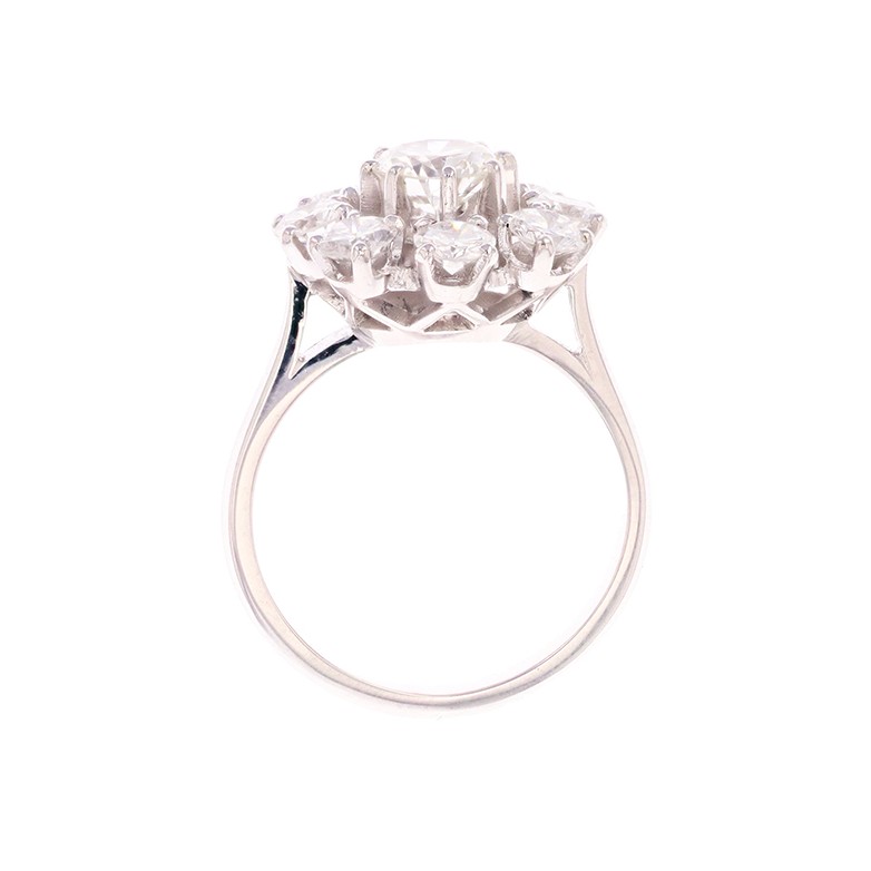 Bague marguerite diamants 1.99 carat en or blanc
