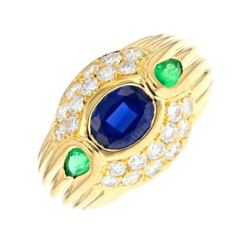 Bague or gris saphir et diamant(s) 