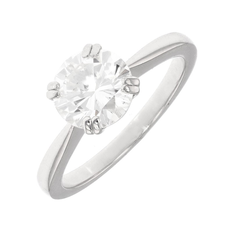 Solitaire diamant 1.73 carat en or blanc