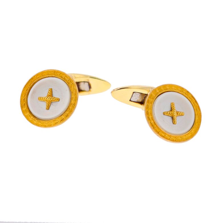 Boutons de manchettes or jaune