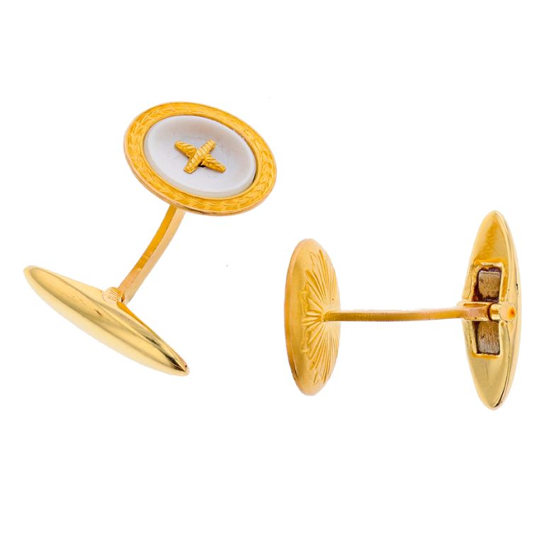 Boutons de manchettes or jaune 