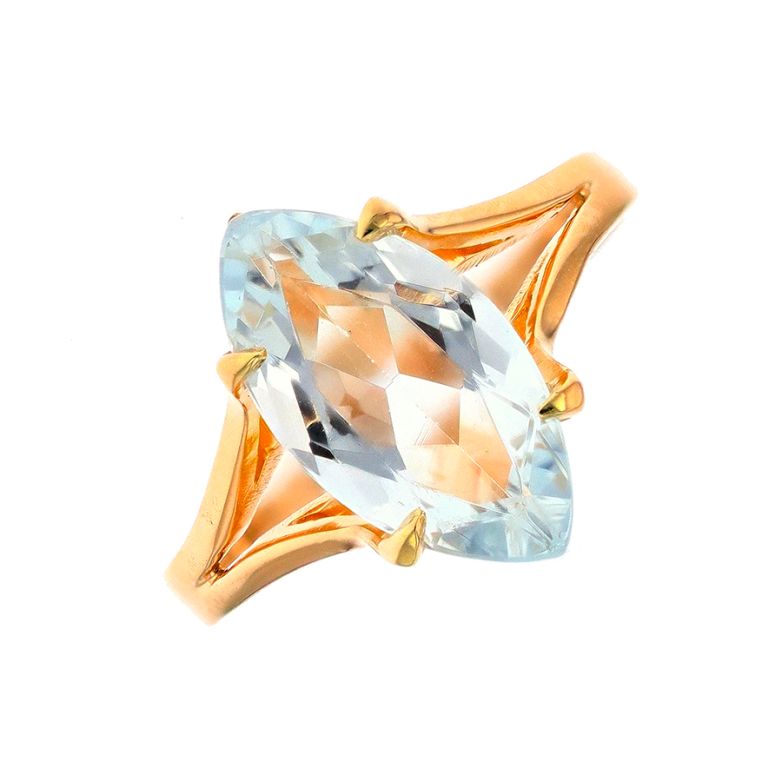 Bague or jaune aigue-marine