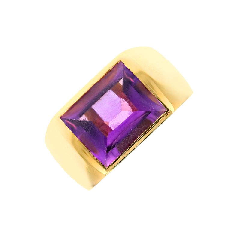 Bague or jaune Améthystes