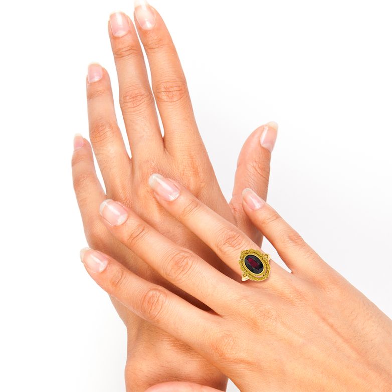 Bague or jaune Grenats 