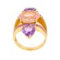 Bague or jaune Pierres Fines améthystes, quartz rose et saphirs roses