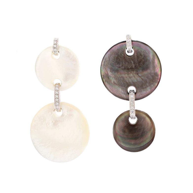 boucle d'oreille or gris diamant 