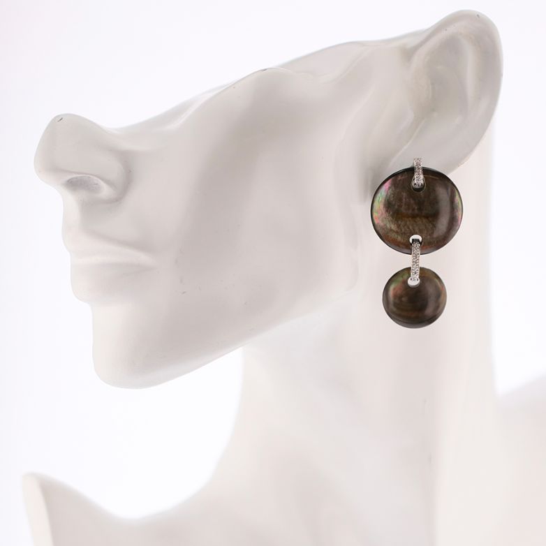 boucle d'oreille or gris diamant 