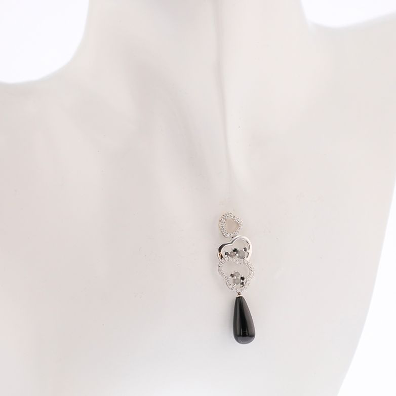 pendentif or gris diamant , pierres fines