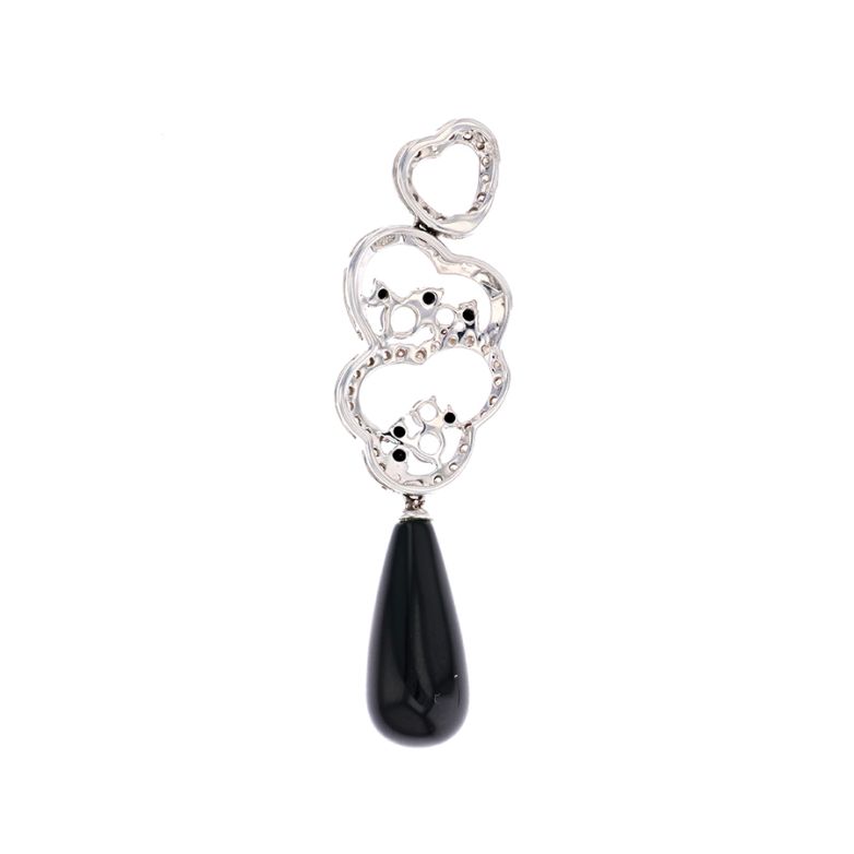 pendentif or gris diamant , pierres fines