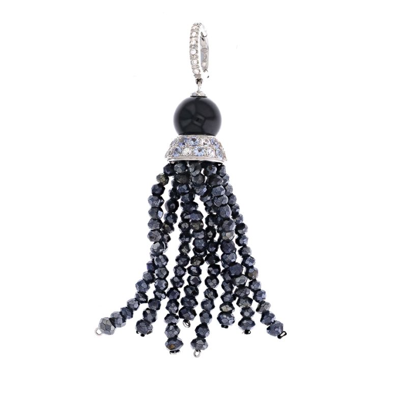 pendentif or gris diamant , pierres fines