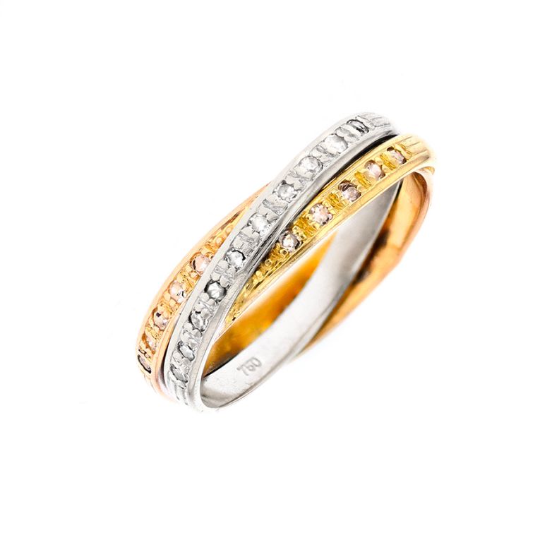 Alliance or jaune, rose, blanc diamant (s)