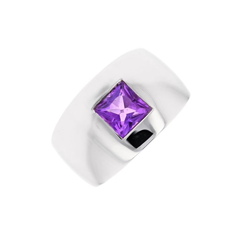Bague or gris Améthystes
