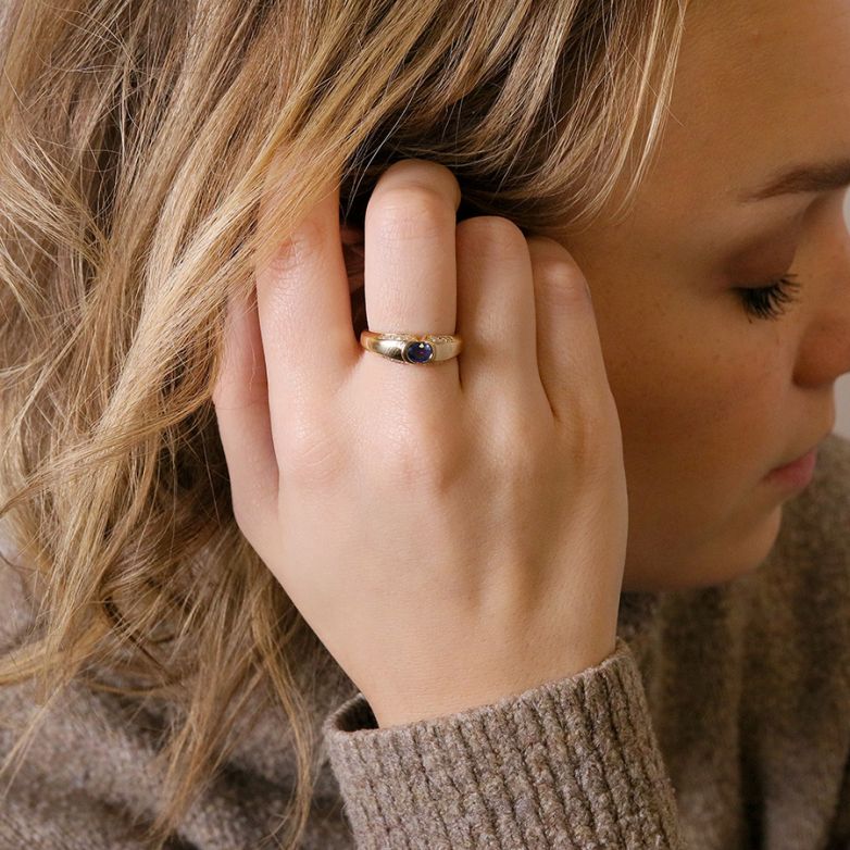 Bague or jaune saphir et diamant(s) 